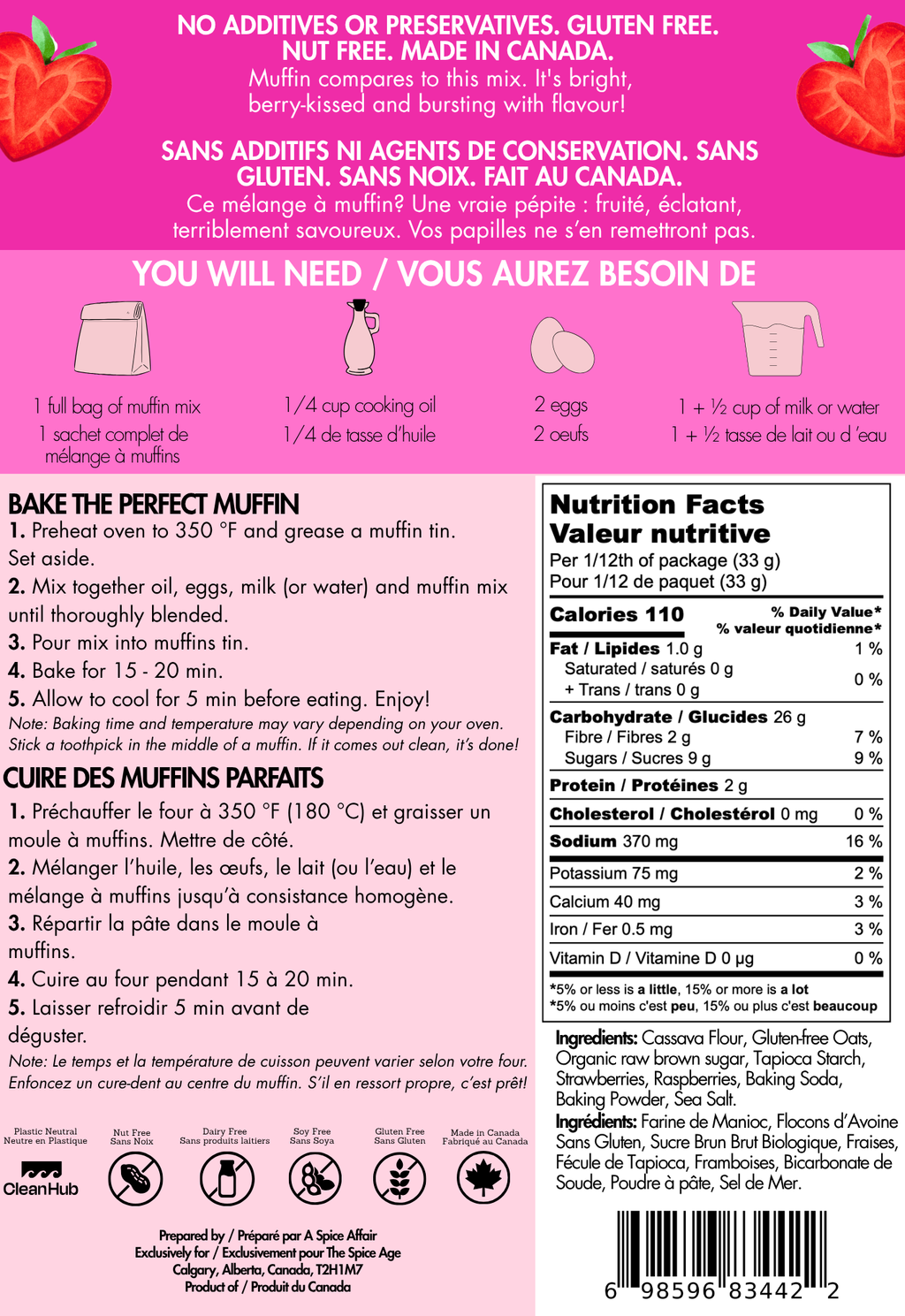 6 PACK BOX You Bake me Blush Muffin Mix - Gluten Free